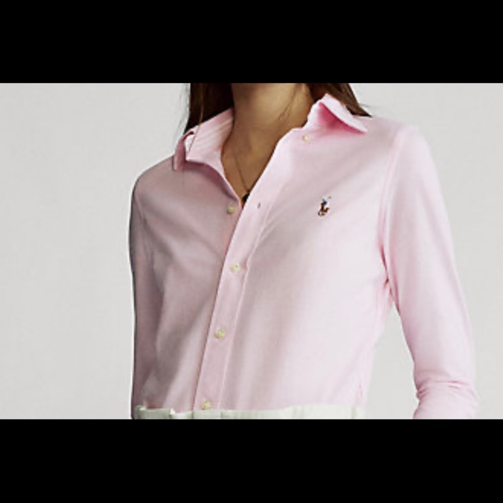 Ralph Lauren knit cotton Oxford. Slim fit and gently tapered waist.
